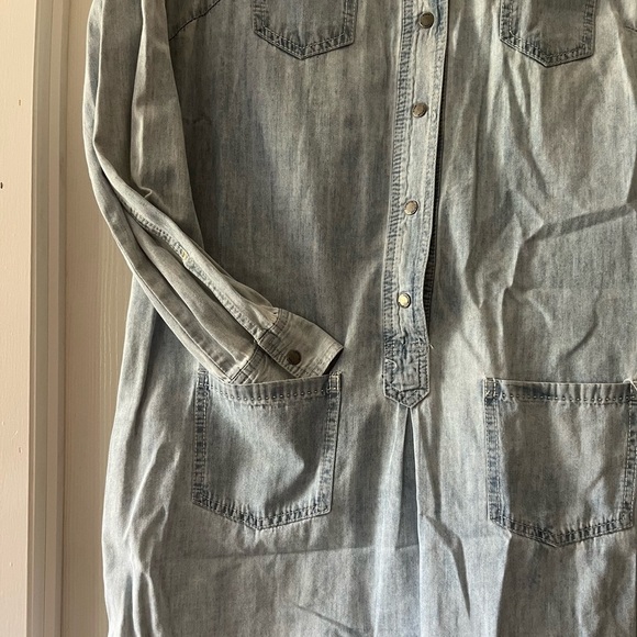 Ryan Michael Light Blue Denim Jacket Dress - Picture 3 of 7